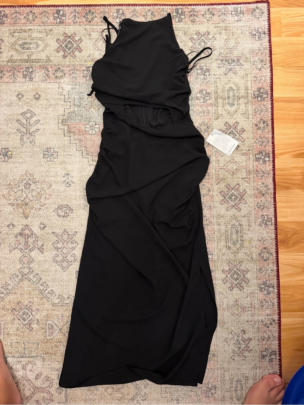 Nordstrom Black One-Shoulder Ruched Midi Dress